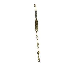 Laminated Gold Tone  ID‎ Bracelet Figaro Chain Infant Jewelry Christening Gift